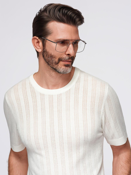 Ombre Clothing Мъжки суитшърт с кръгло деколте и къси ръкави - бял