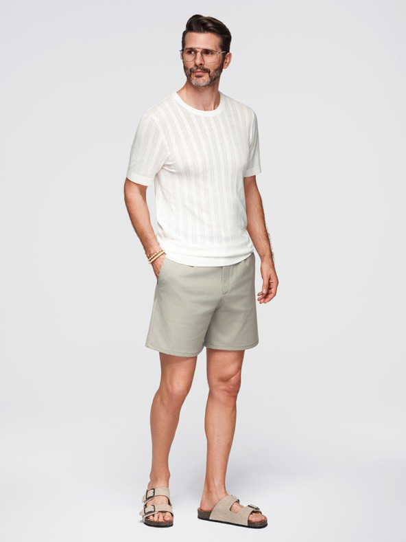 Ombre Clothing Мъжки суитшърт с кръгло деколте и къси ръкави - бял