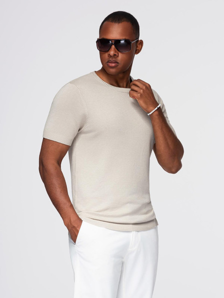 Ombre Clothing Мъжка класическа плетена риза с ребрести маншети - светлосива