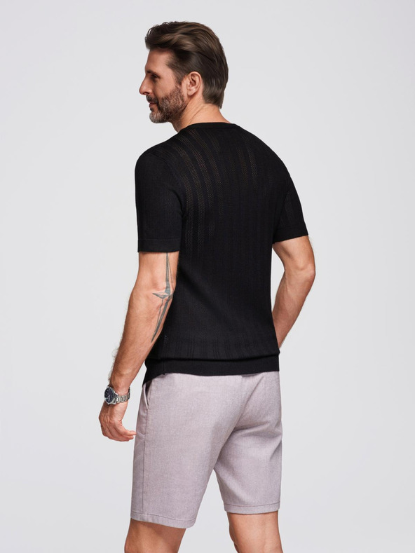 Ombre Clothing Мъжки суитшърт с кръгло деколте и къси ръкави - черен