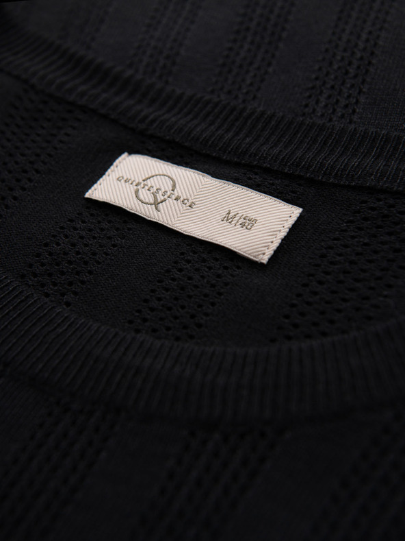 Ombre Clothing Мъжки суитшърт с кръгло деколте и къси ръкави - черен