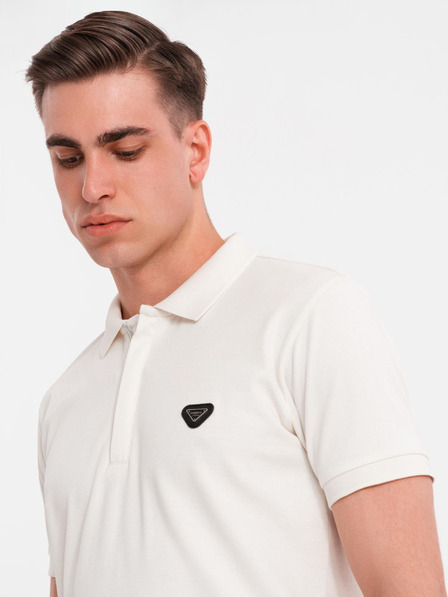 Ombre Clothing Мъжка поло риза с цип - бяла