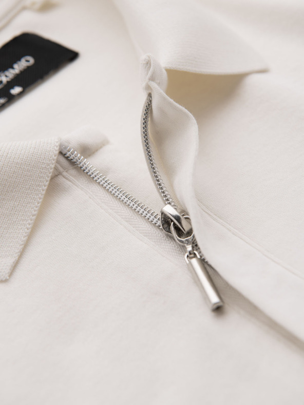 Ombre Clothing Мъжка поло риза с цип - бяла