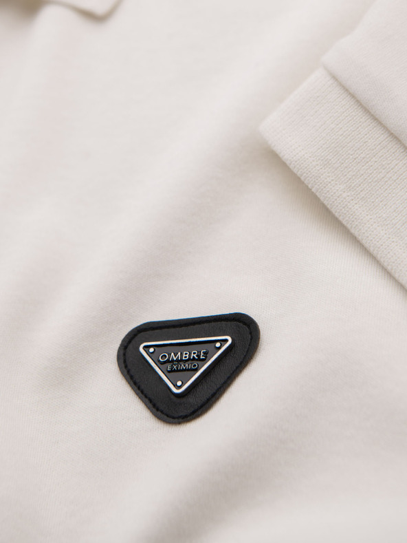 Ombre Clothing Мъжка поло риза с цип - бяла