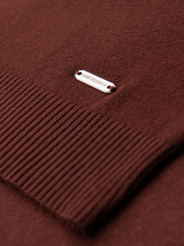 Ombre Clothing Мъжка класическа плетена риза с ребрести маншети - топло кафява