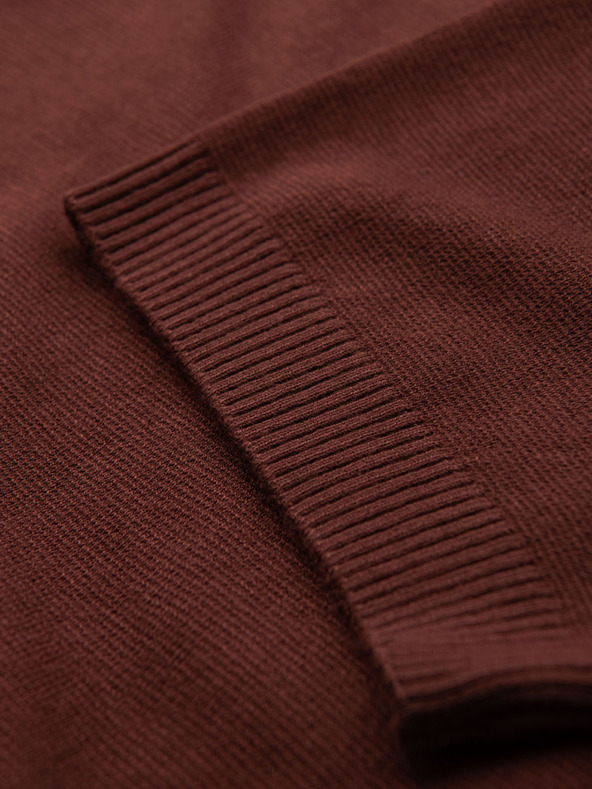 Ombre Clothing Мъжка класическа плетена риза с ребрести маншети - топло кафява