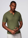 Ombre Clothing Мъжка плетена поло риза без копчета - маслинена