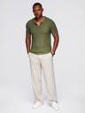 Ombre Clothing Мъжка плетена поло риза без копчета - маслинена