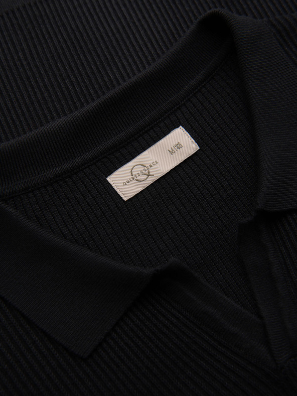 Ombre Clothing Мъжка поло риза с отворена яка без копчета - черна