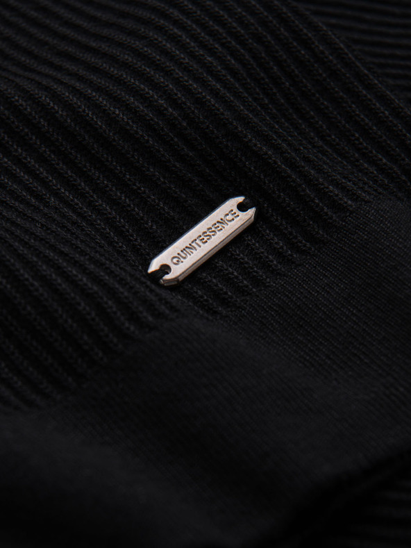 Ombre Clothing Мъжка поло риза с отворена яка без копчета - черна