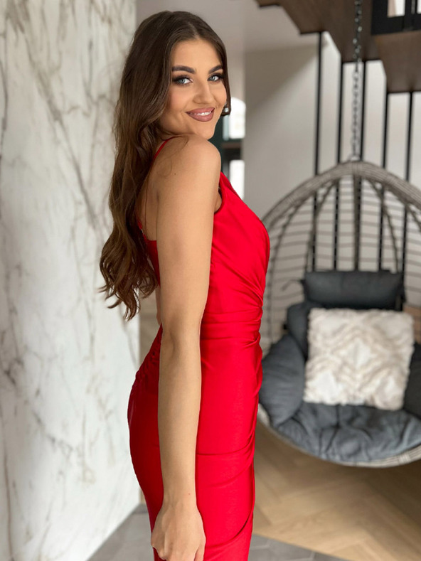 Edoti Midi рокля с цепка KENDALL червена