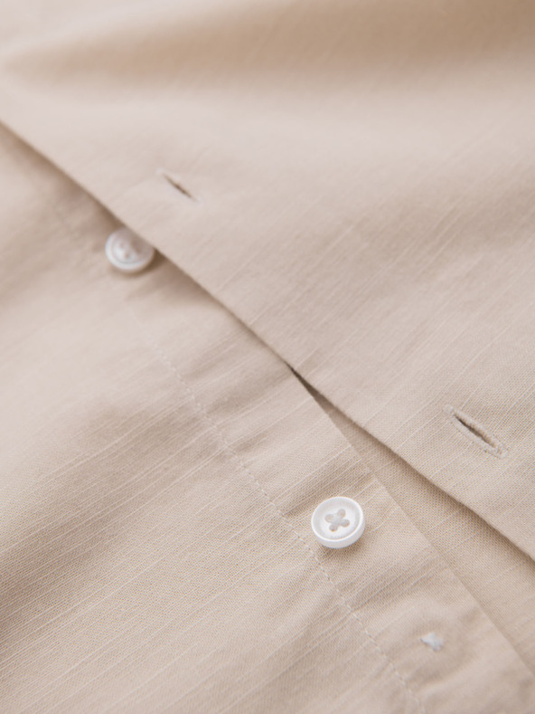 Ombre Clothing Мъжка памучна риза с права яка и джоб REGULAR FIT - кремаво