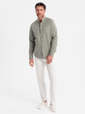 Ombre Clothing Мъжка памучна риза с права яка и джоб REGULAR FIT - каки