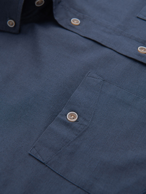 Ombre Clothing Мъжка памучна риза с класическа яка и джобове REGULAR FIT - синьо