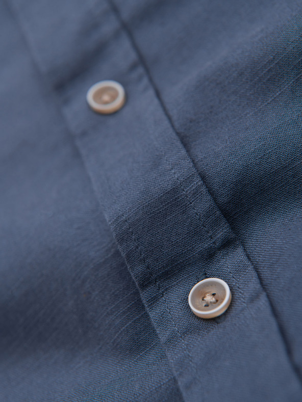 Ombre Clothing Мъжка памучна риза с класическа яка и джобове REGULAR FIT - синьо
