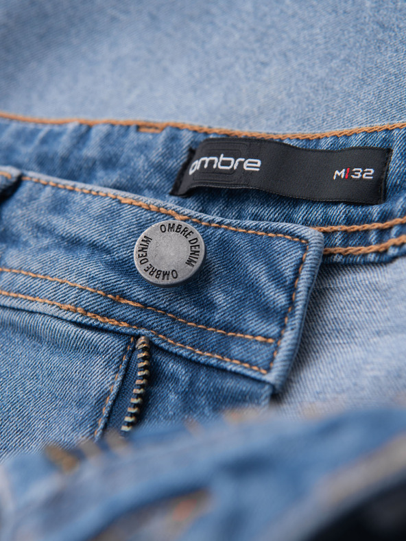 Ombre Clothing Мъжки дънкови шорти класически модел - светло синьо