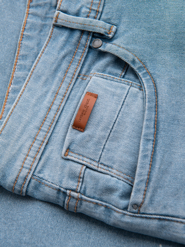 Ombre Clothing Мъжки дънкови шорти с разкъсани крачоли - светло синьо