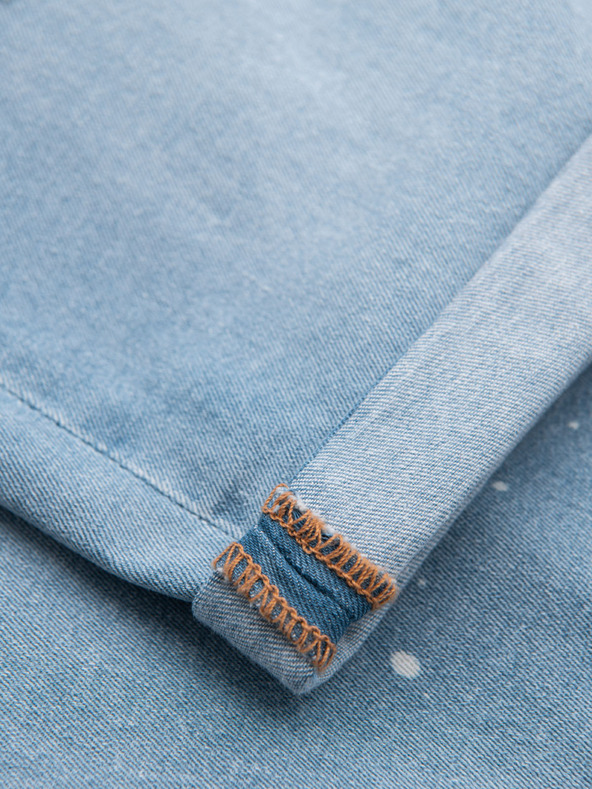 Ombre Clothing Мъжки дънкови шорти с разкъсани крачоли - светло синьо