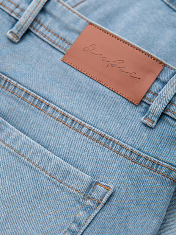 Ombre Clothing Мъжки дънкови шорти с разкъсани крачоли - светло синьо