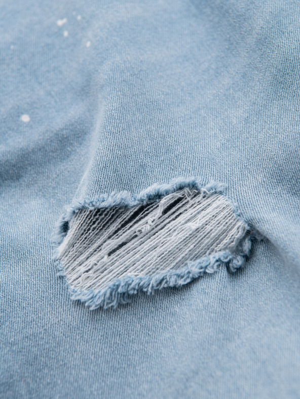 Ombre Clothing Мъжки дънкови шорти с разкъсани крачоли - светло синьо