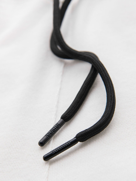 Ombre Clothing Мъжки къси суитшърт шорти с широки ивици - бяло