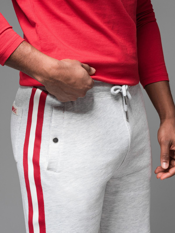 Ombre Clothing Мъжки суитшърт шорти с кант и ребрест колан - сив меланж