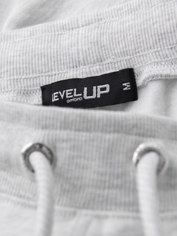 Ombre Clothing Мъжки суитшърт шорти с кант и ребрест колан - сив меланж