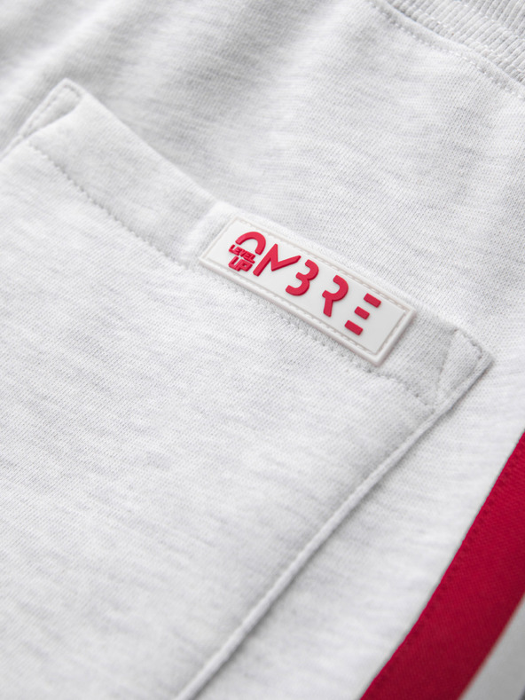 Ombre Clothing Мъжки суитшърт шорти с кант и ребрест колан - сив меланж