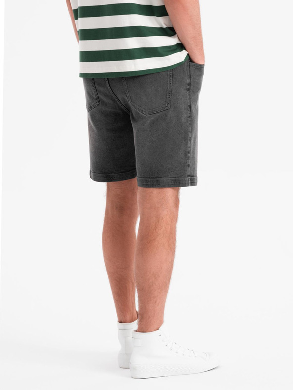 Ombre Clothing Мъжки шорти с еластична талия и изтрит ефект - сиво