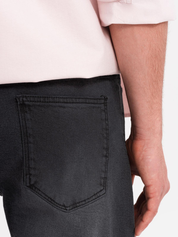 Ombre Clothing Мъжки дънкови шорти класически модел - черно