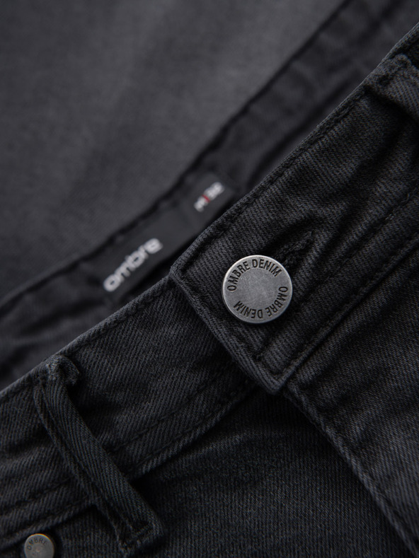 Ombre Clothing Мъжки дънкови шорти класически модел - черно