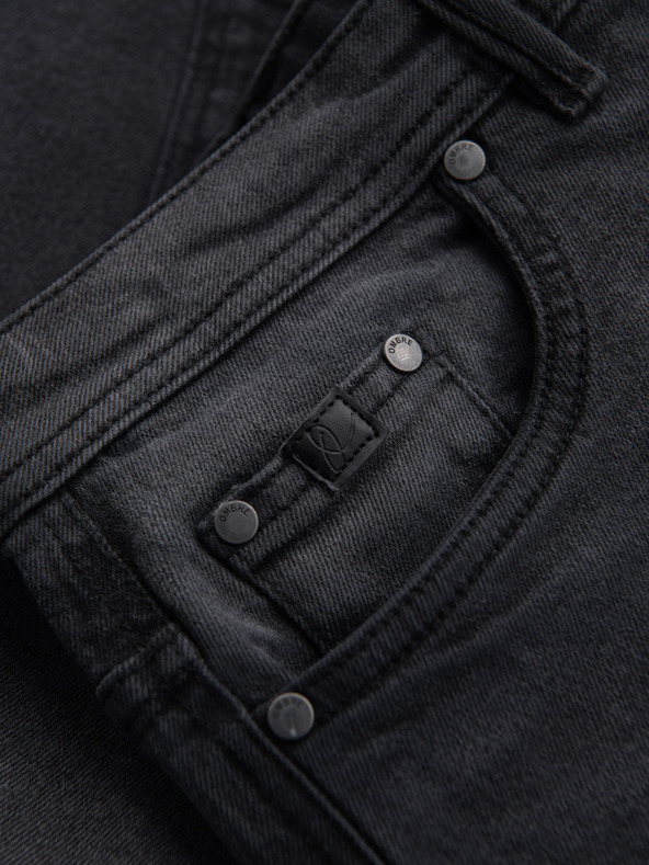 Ombre Clothing Мъжки дънкови шорти класически модел - черно