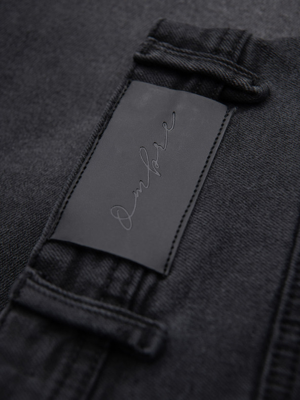 Ombre Clothing Мъжки дънкови шорти класически модел - черно