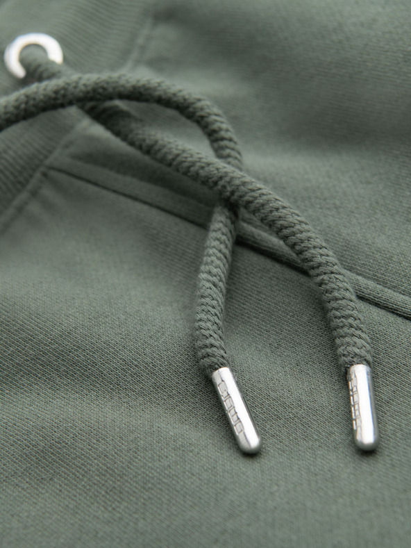 Ombre Clothing Мъжки суитшърт шорти с кант и ребрест колан - маслинено зелено