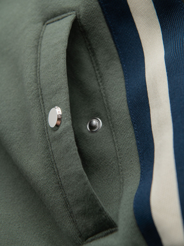 Ombre Clothing Мъжки суитшърт шорти с кант и ребрест колан - маслинено зелено