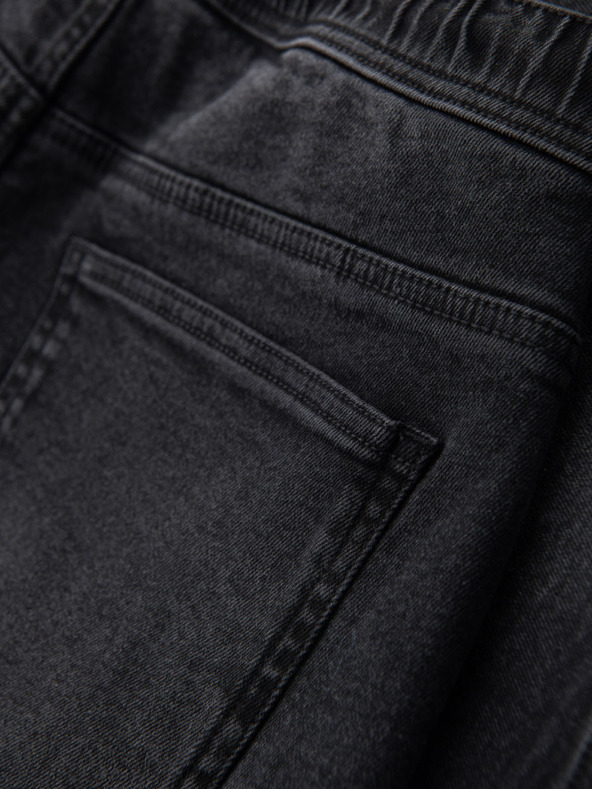 Ombre Clothing Мъжки шорти с еластична талия и изтрит ефект - черно