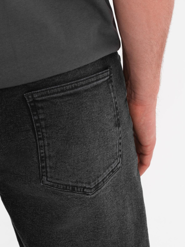 Ombre Clothing Мъжки шорти с еластична талия и изтрит ефект - черно