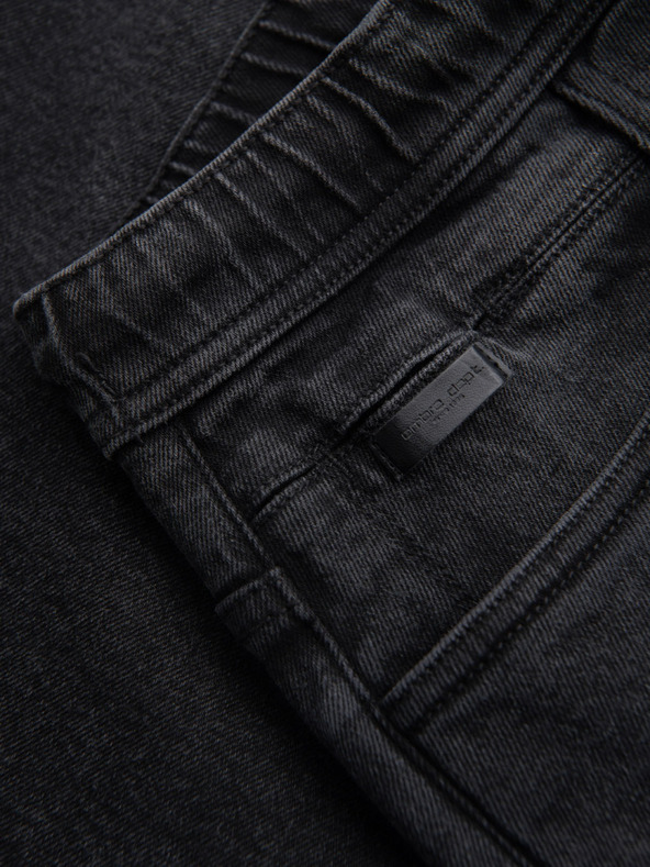 Ombre Clothing Мъжки шорти с еластична талия и изтрит ефект - черно