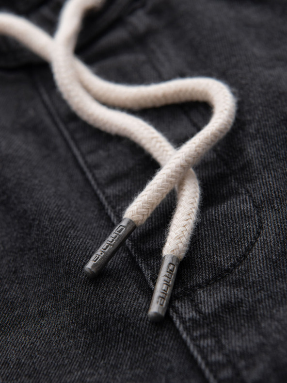 Ombre Clothing Мъжки шорти с еластична талия и изтрит ефект - черно