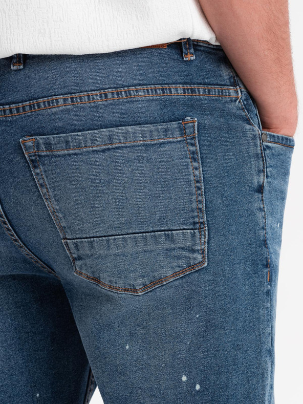 Ombre Clothing Мъжки къси дънкови шорти с разкъсани крачоли - синьо