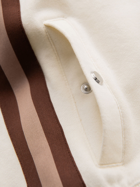 Ombre Clothing Мъжки суитшърт шорти с кант и ребрест колан - кремаво