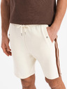 Ombre Clothing Мъжки суитшърт шорти с кант и ребрест колан - кремаво