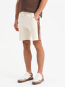 Ombre Clothing Мъжки суитшърт шорти с кант и ребрест колан - кремаво