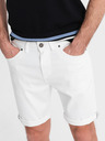 Ombre Clothing Мъжки дънкови шорти с подгъната крачол - бяло