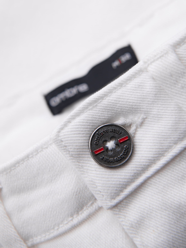 Ombre Clothing Мъжки дънкови шорти с подгъната крачол - бяло