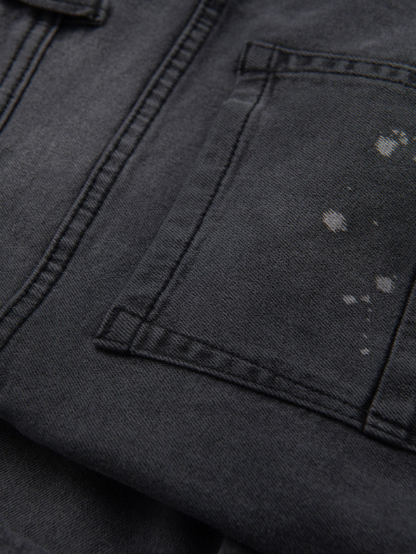 Ombre Clothing Мъжки къси дънкови шорти с разкъсване и подгъната крачол - сиво