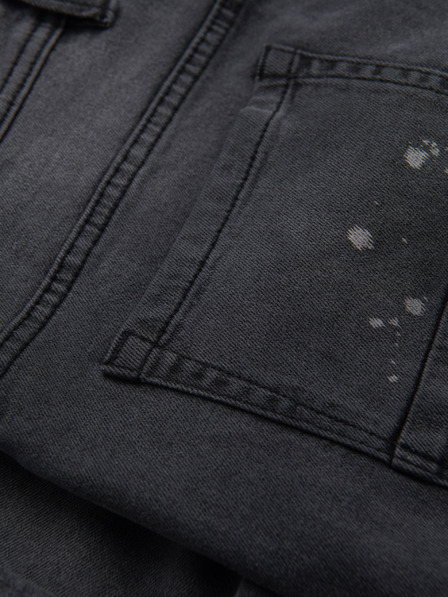 Ombre Clothing Мъжки къси дънкови шорти с разкъсване и подгъната крачол - сиво