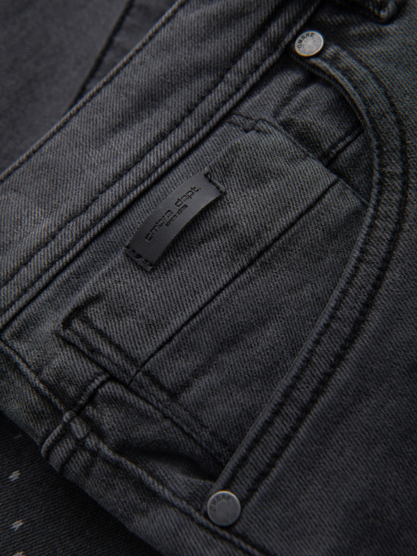 Ombre Clothing Мъжки къси дънкови шорти с разкъсване и подгъната крачол - сиво