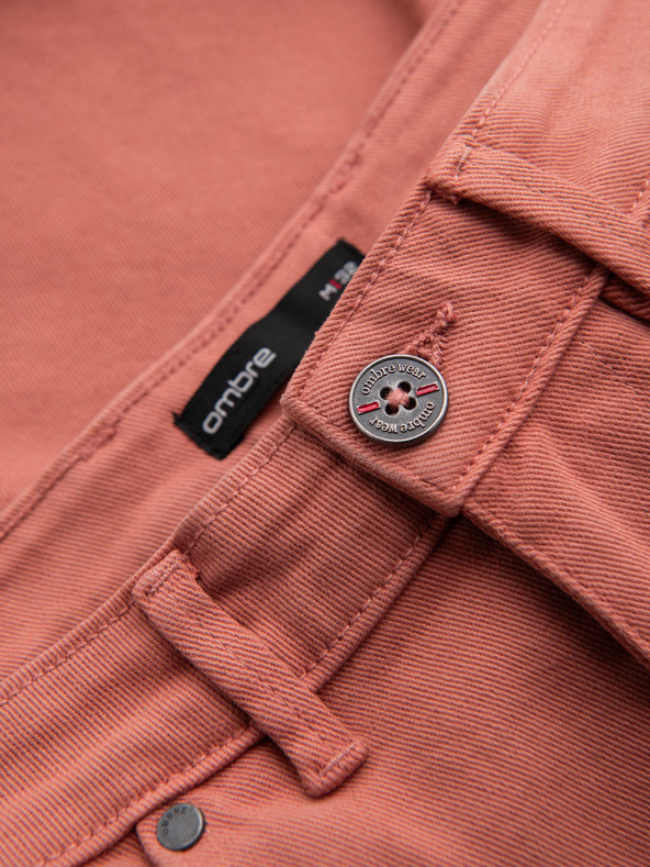 Ombre Clothing Мъжки дънкови шорти с подгъната крачол - корал