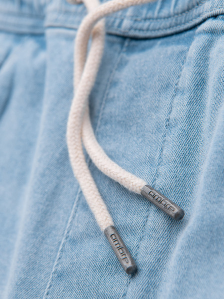 Ombre Clothing Мъжки шорти с еластична талия и изтрит ефект - светлосини